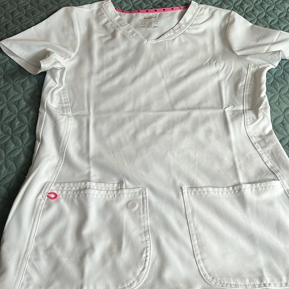 Heart Soul white scrub top